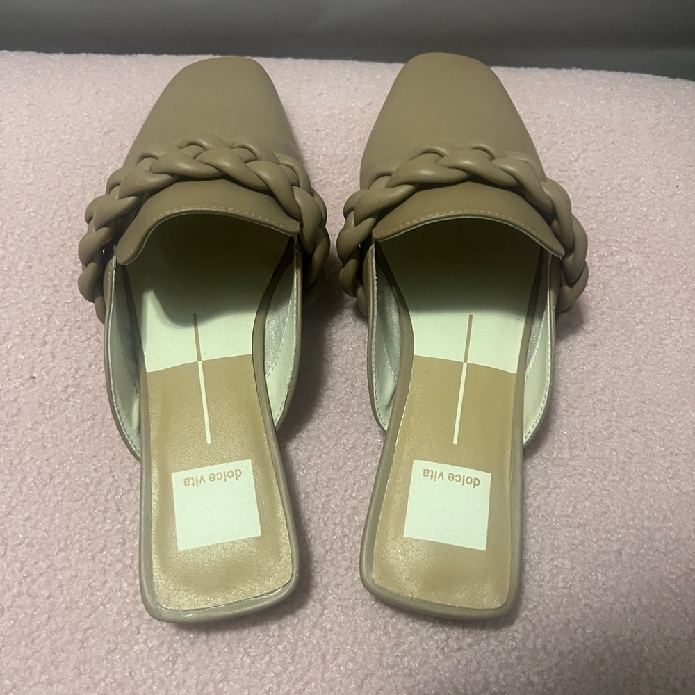 *never worn* Dolce Vita Nude Leather Braided Slides